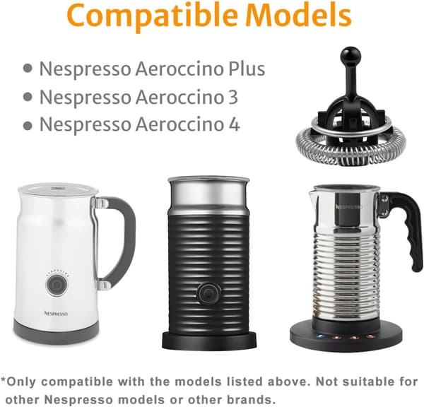Visper kompatible med Nespresso Aeroccino 3/4/Plus melkeskummererstatning, 2-pakning