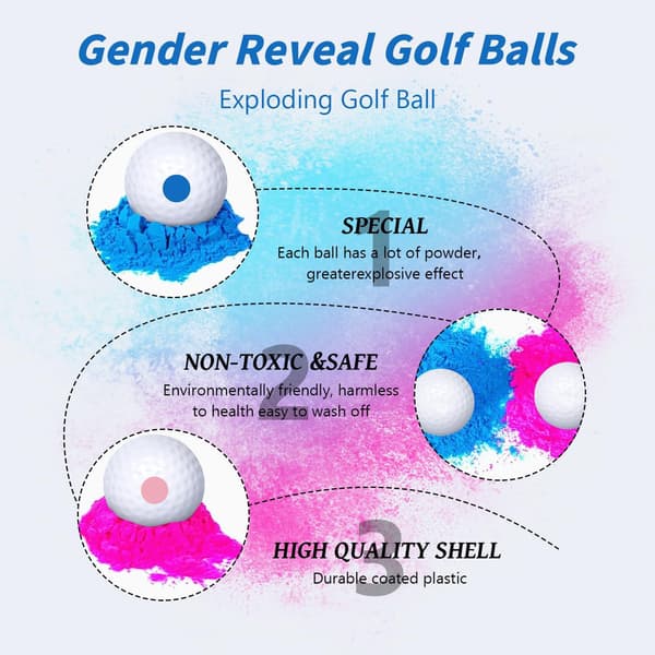 Kön avslöjar golfbollar blå rosa exploderande golfbollset flicka eller pojke baby avslöjar med golfpeggar
