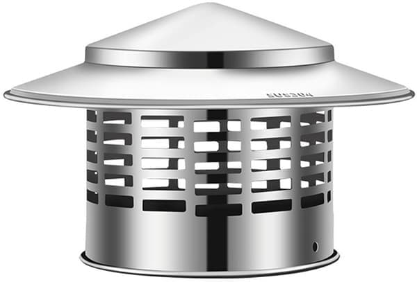 Ventilatorhette - Rustfritt stål - Regntrekk - Indre diameter: 110 mm