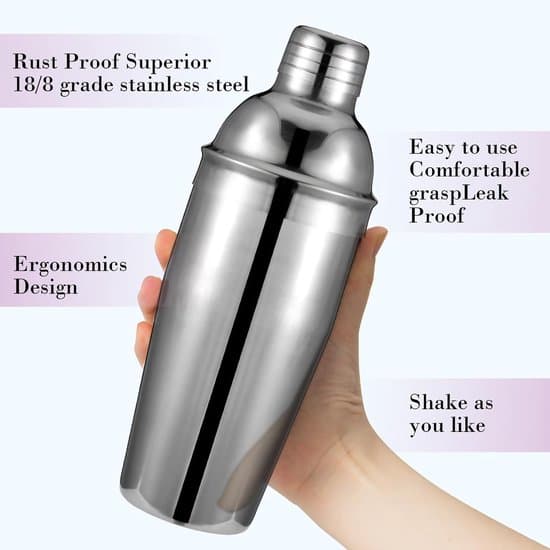 6 delar cocktailmixningsset, barset, premium barset: Martini Shaker, Jigger, Rörsked, Muddler, 2 Hällpipar – Barverktygsset med inbyggd sil