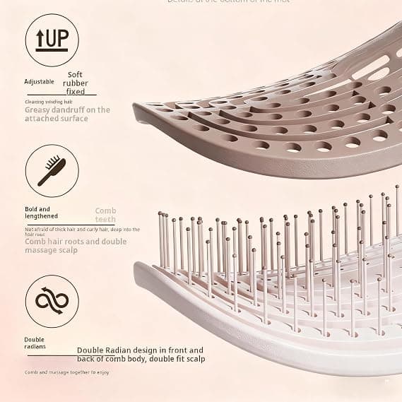 Selvrensende kam - buet ventilationsdesign for hurtigere tørring, velegnet til både våd og tør brug, og til både mænd og kvinder.