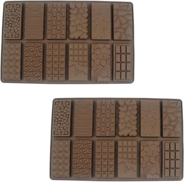 Chokoladebarforme sæt med 2, non-stick fødevaregodkendt silikoneform til Dubai chokoladebar pistacie, slik, snacks