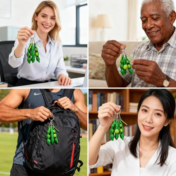 Squeeze Beans Nøglering Fidget Legetøj Squishy Ærtebælg Stressaflaster Bringer Sjov til Børn 3 STK Reducerer Angst og Stress