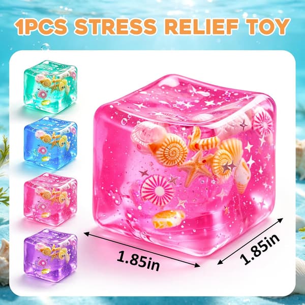 Ice Cube Squishy Stressboll, Långsamt Stigande Sensorisk Leksak med Snäcka, Ångestlindring för Vuxna Tonåringar Barn – Rosa Pink