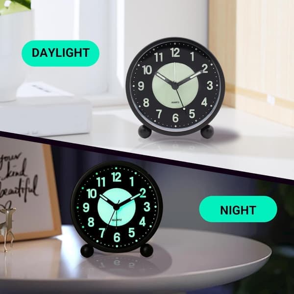 Silent Alarm Clock with Night Light - Battery-Free Digital Clock without Ticking for Bedroom, School & Home Use