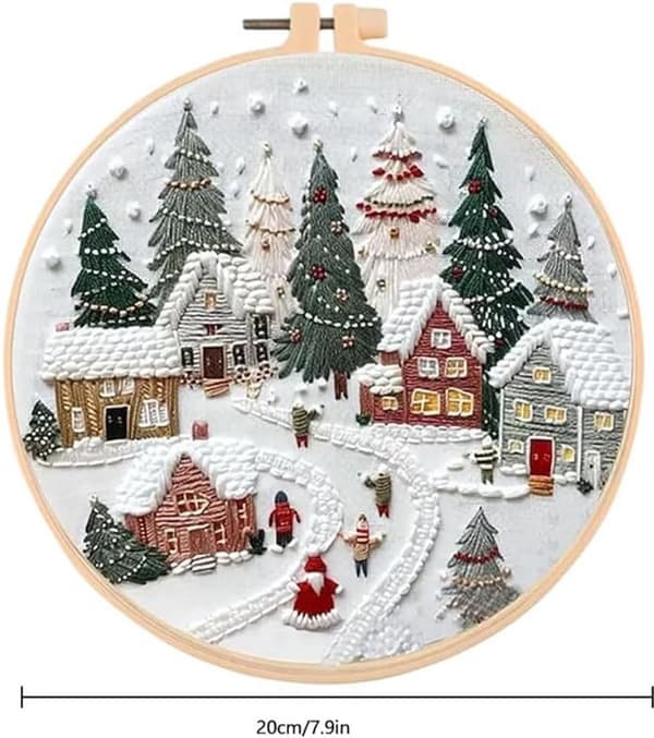 Christmas Embroidery Kit, Cross Stitch Material DIY Kit for Adults, Includes Three Santa Claus Patterns, Beginner Set, Christmas Decoration Gift