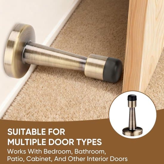 Dørstopper-rammebuffer-4-delt dørstoppersett - Antikk messing og sinklegering dørstoppere - Veggmonterte dørstoppere med gummiknotter - 7,5 x 3,8 cm