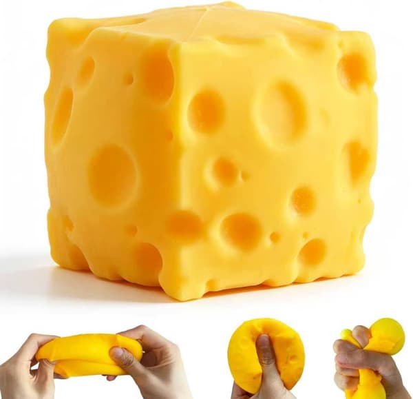 Blød gul ost Squishy - 5 cm langsomt stigende stresslegetøj, sensorisk klemmebold og dekompressionslegetøj til børn og voksne