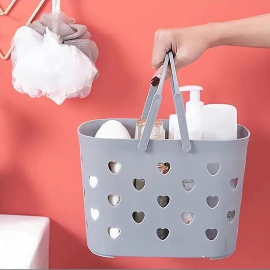 Portable Shower Caddy - Plastic Storage Basket with Handle - For Bathroom, Kitchen, Dorm, and Garage - Grey