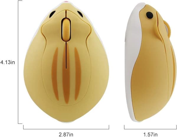 2,4 GHz Wireless Hamster Mouse, Cute Silent Optical USB Mouse, 1200 DPI Portable Wireless Mouse for PC, Laptop, MacBook and Notebook (Yellow)
