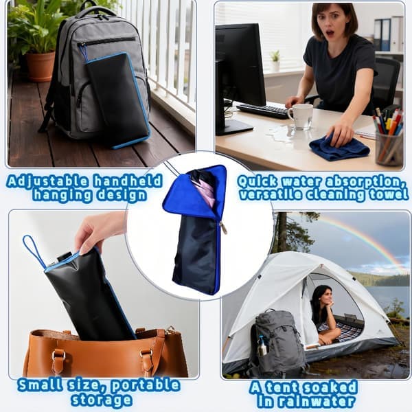 Double-Layer Wet Umbrella Case - Waterproof Oxford & Absorbent Microfiber, Leak-Proof Zipper Travel Pouch for Most Umbrellas