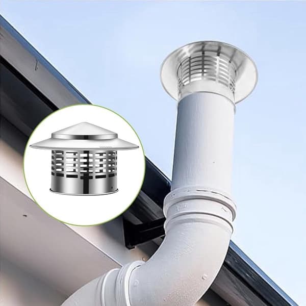 Ventilatorhette - Rustfritt stål - Regntrekk - Indre diameter: 110 mm