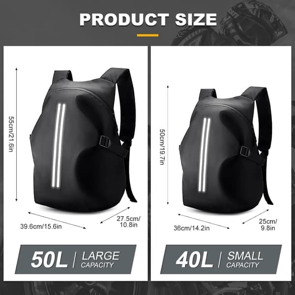 Motorcycle Backpack - Men Women - Helmet Backpack Motorcycle Helmet Bag - Motorcycle Helmet Bag Backpack - Waterproof Motorcycle Helmet Backpack - 40L