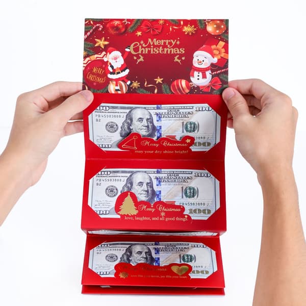 Julerød kuvert Julemand dollar 6-kortplads Juleguldfolie rød kuvert