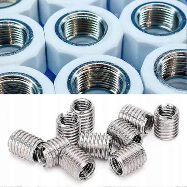10x M8 - M6 gevindreparationsmuffer 20 mm rustfrit stål reducerende muffer