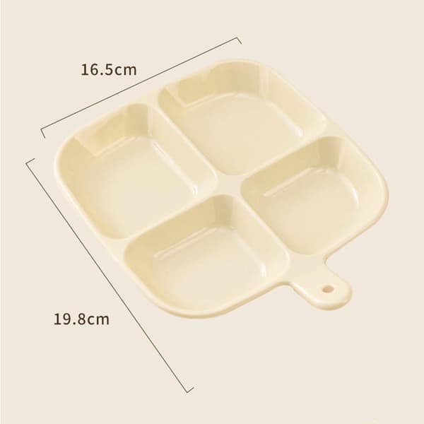 2-pack 4-facks snacksbrickor i plast för aptitretare, frukt, barnsnacks, desserter, beige sektionsindelade serveringsfat