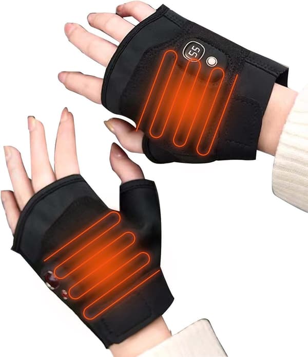 Opvarmede handsker - Opvarmede vinterhandsker - USB-opvarmede handsker Bærbare touchscreen-skrivehandsker Genopladelig håndvarmer - Sort - 15x9cm