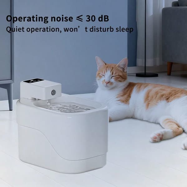Automatisk kattvattenfontän — 2000 ml cirkulerande vattendispenser med rörelsesensor, tyst pump och 30 dagars användning.