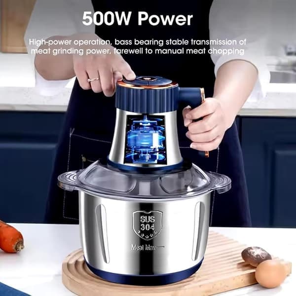 5L Elektrisk Kødhakker, Multifunktionel Foodprocessor, 500W Mixer, 5 Hastighedsniveauer, 6 Rustfri Stålblade, Velegnet til Kød, Grøntsager, Løg