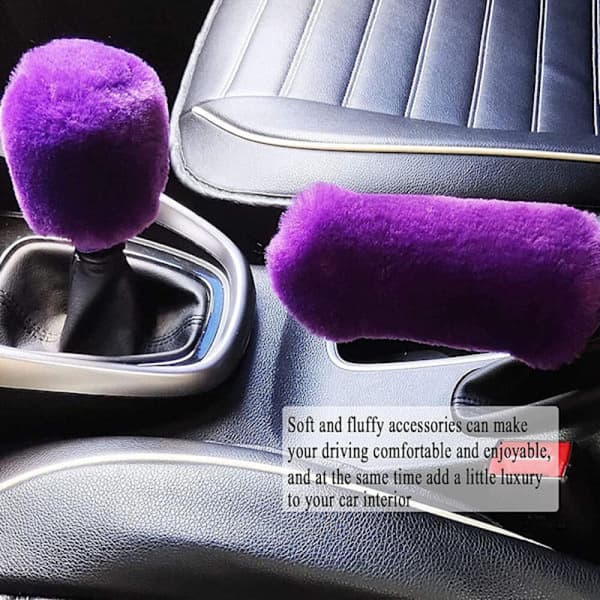 3-delt kunstig uld ratovertræk blødt, fluffy håndbremse
