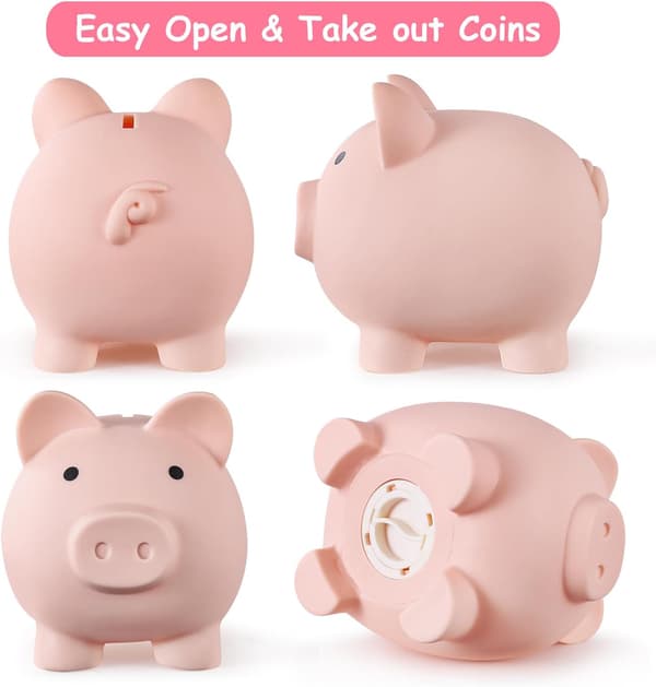 Uknuselig sparegris i plast for jenter og gutter (1 stk rosa) sparegris rosa