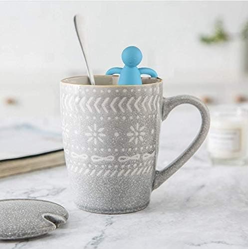 Te-infuser, søt løs te-sil, finmasket teballsil og diffusor i rustfritt stål med silikonlokk, for tekopper og krus.