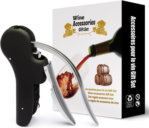 Manual Wine Opener Compact Vertical Corkscrew Heavy Duty Stainless Steel Bottle Opener Bar Tool with Gift Box