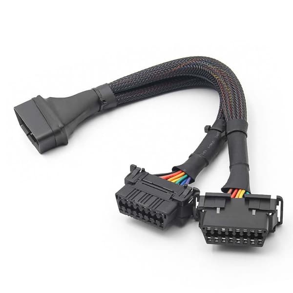 Automotive OBD 1-till-2 kablage – Helt svart, fullkopplad OBD2-splitterförlängningskabel