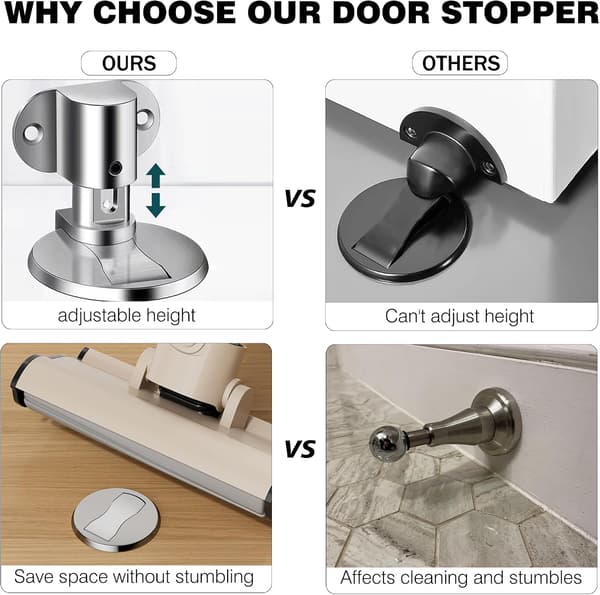 Usynlig magnetisk dørstopper for soverom, stue, bad, magnetiske dørstoppere, ingen grunn til å bore dørstopper