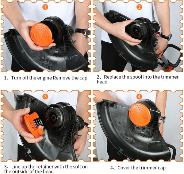 Trimmertråd til Black and Decker Trimmer/Kantklipper, AF-100, 6 spoler, 1 hætte, 1 fjeder