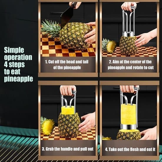 Pineapple Corer - Fruit Peeler - 2-in-1 Stainless Steel Coring Tool for Vegetables, Fruit, Pineapple, Peppers, and Mangoes