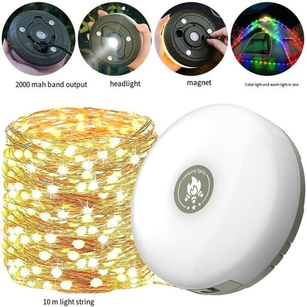 LED campinglys, teltlys, USB oppladbare, bærbare RGB campinglyslenker, egnet for camping, ferier og jul.