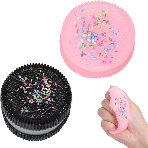 2-pak bløde silikone-cookies til stresslindring, klemmelegetøj, lyserøde cookie-desserter, sødt klemmelegetøj (2 stk.)