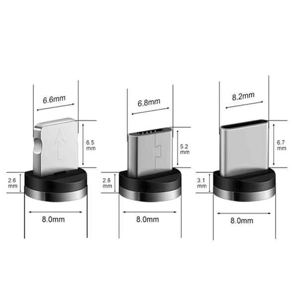 360° Roterende Magnetisk Ladekabel, 3 i 1 Telefonlader [4-Pakning, 3ft/*26ft*2] Hurtigladekabel