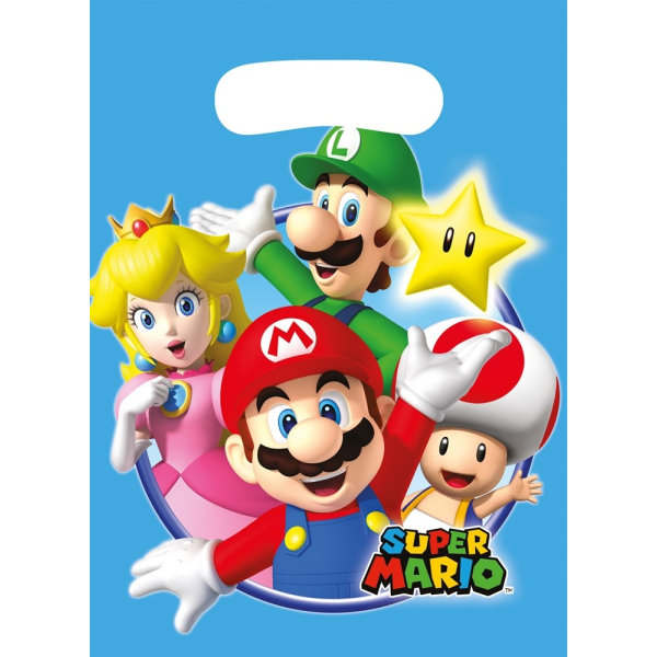 Partypåsar Party Bags Super Mario Bros 8-Pack Godispåsar Kalaspå