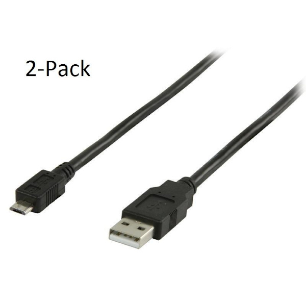2-Pack 2m USB 2.0 Kabel A-Hane - Micro B-Hane 2 meter