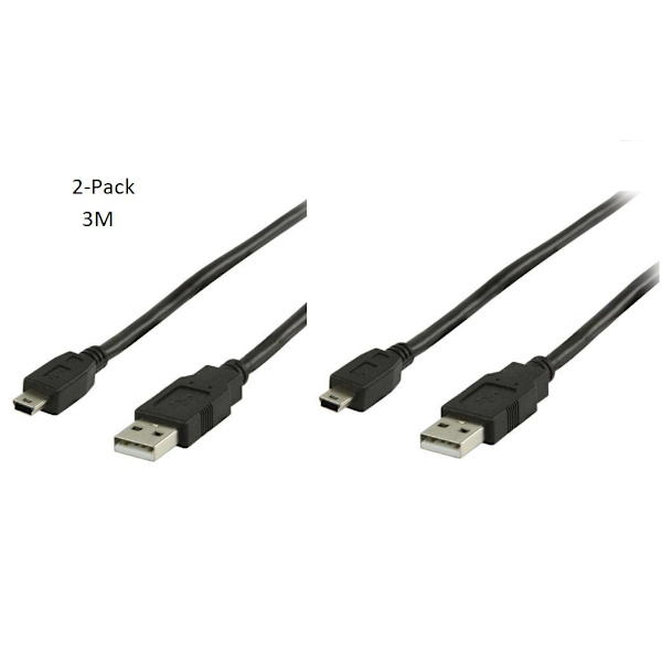 2-Pack PS3 Laddarkabel Laddkabel 2m Playstation 3