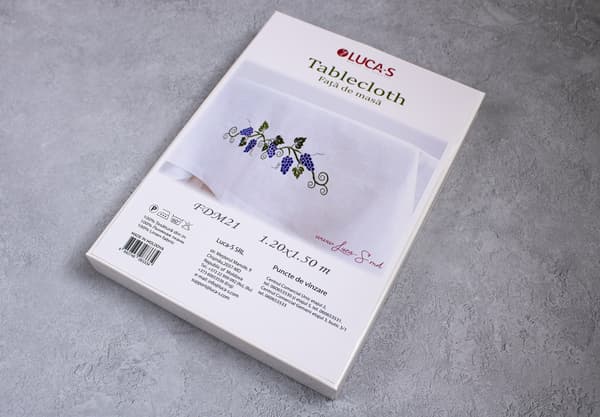 Broderisett Duk Luca-S FDM21 - "Druer" 120x150cm