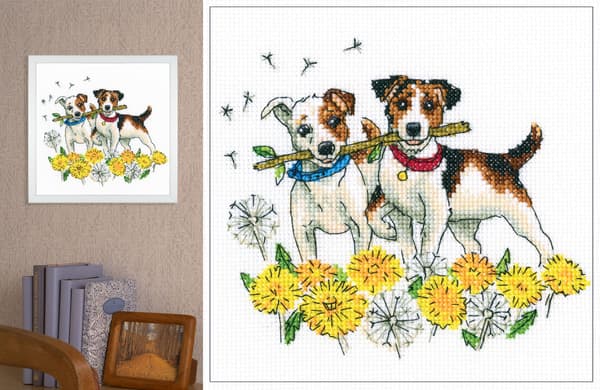 Broderikit RTO "Springer mod mælkebøtter" 15,5x13,5 cm