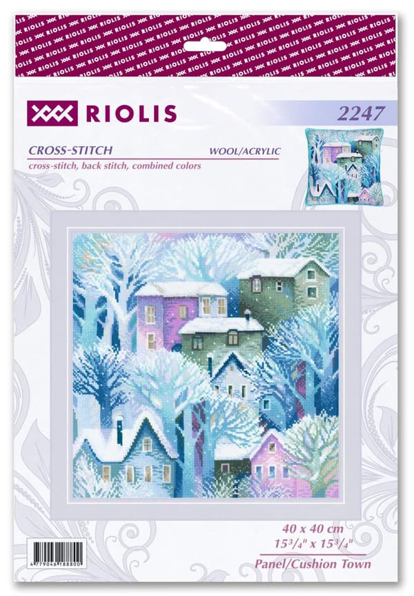 Broderikit med korsstygn - Riolis "Panel/Kudde Stad" 40x40 cm