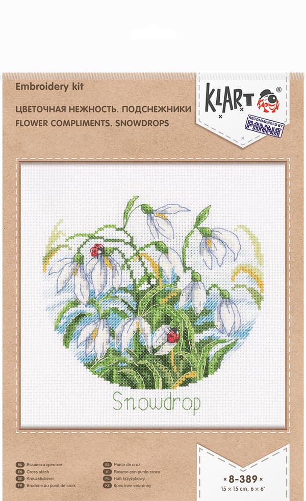Broderikit Klart "Blomsterkomplimenter. Vintergækker" 15 x 15 cm