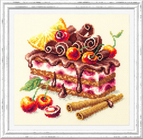 Broderisett Magic Needle «Kirsebærsøtkake» 17x17 cm