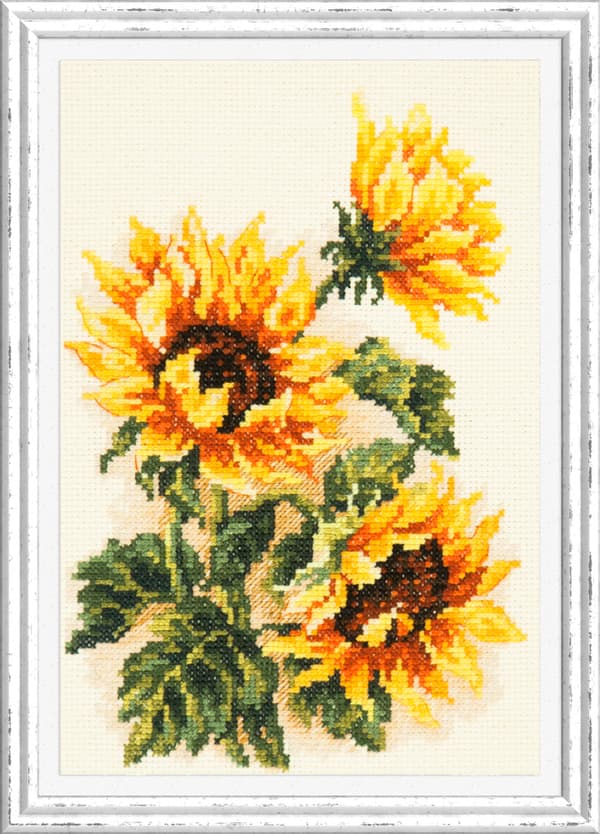Broderikit Magic Needle "Tre solsikker" 15x22 cm