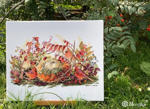 Broderikit Merejka K-190 - "Rapsodi i rødt" 26x43 cm