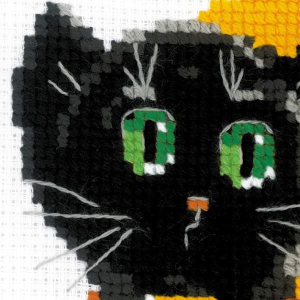 Broderikit Riolis "Sort kat" 15x15 cm