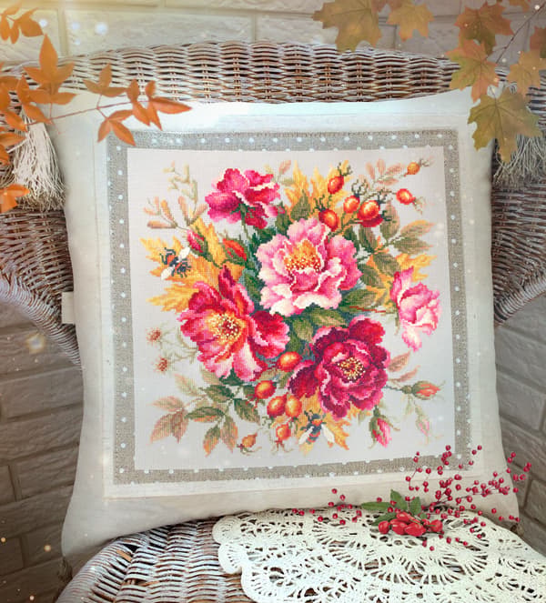Broderikit Magic Needle "Blomstermagi. Nyponros" 30x30 cm
