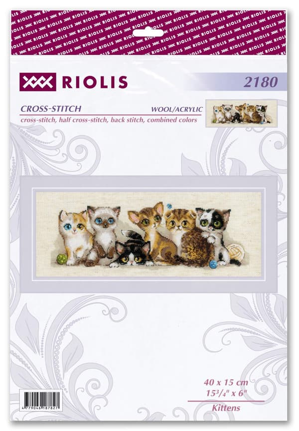 Broderisett Riolis "Kattunger" 40x15 cm