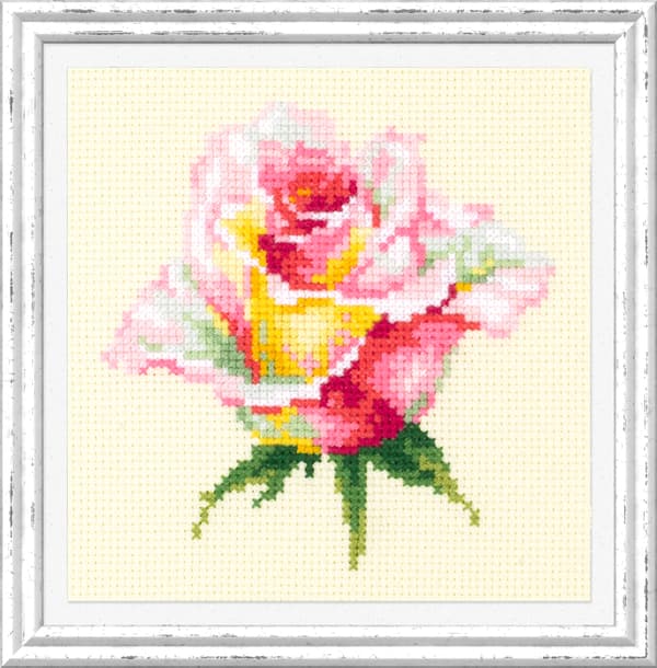 Broderisett Magic Needle "Blomstrende rose" 11x11 cm