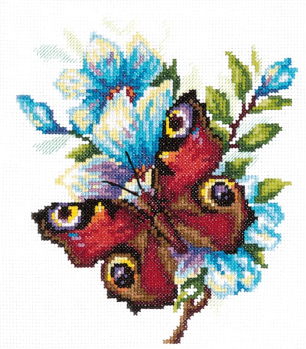 Broderikit Magic Needle "Påfågelsfjäril" 17x17 cm