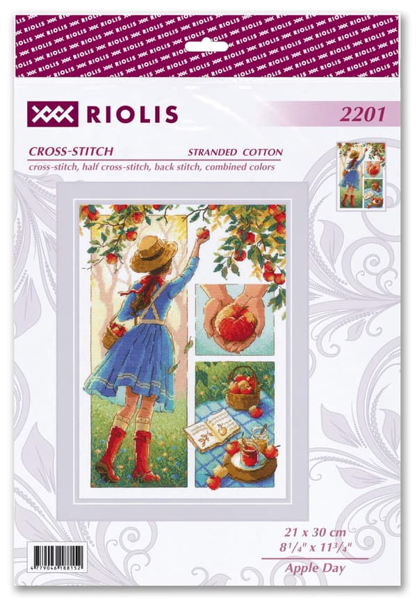 Broderisett med korssting - Riolis "Eplets dag" 21x30 cm